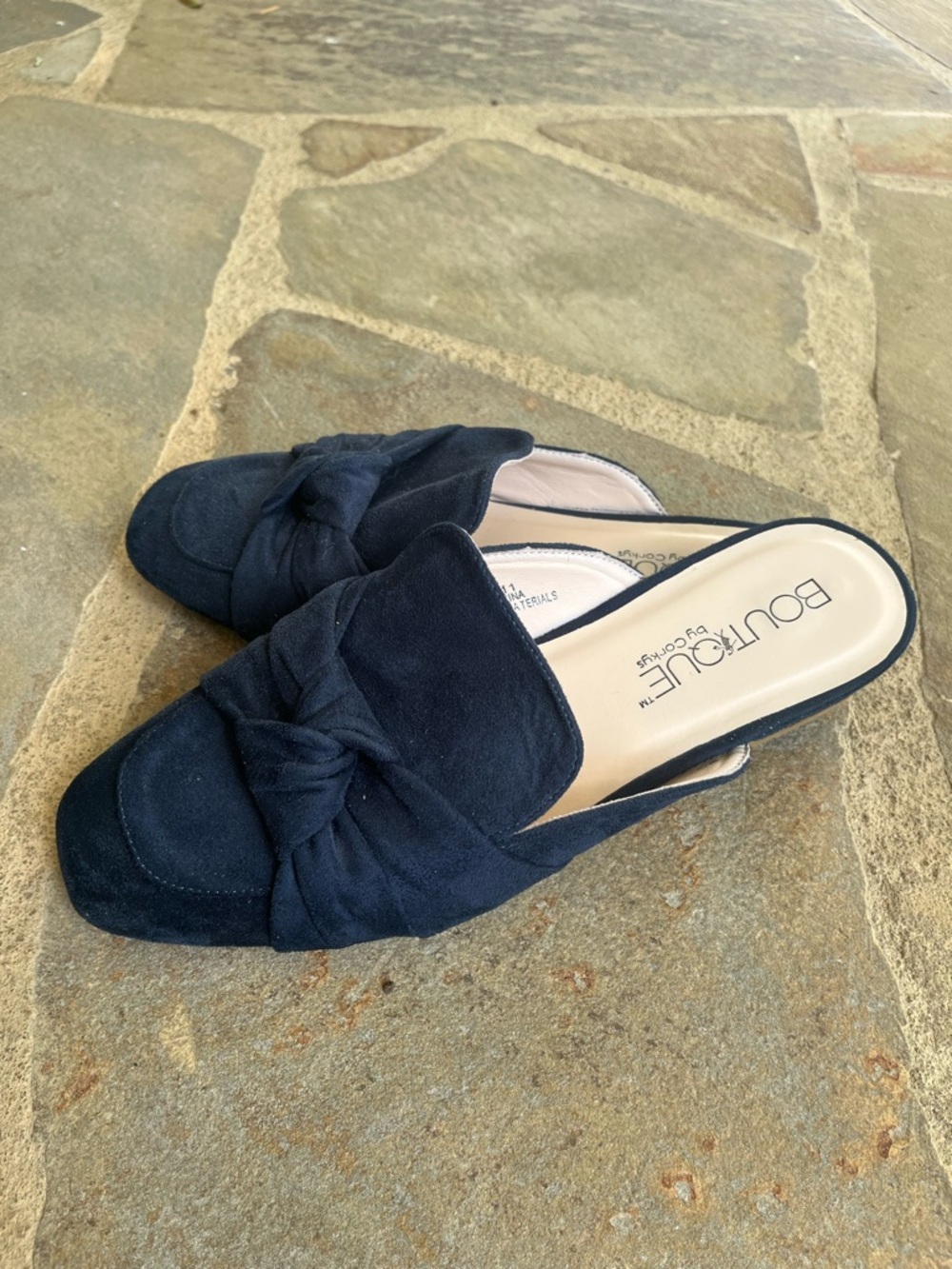 Boutique Navy Knot-Front Slip-On Mules 11 Women’s - Picture 4 of 5